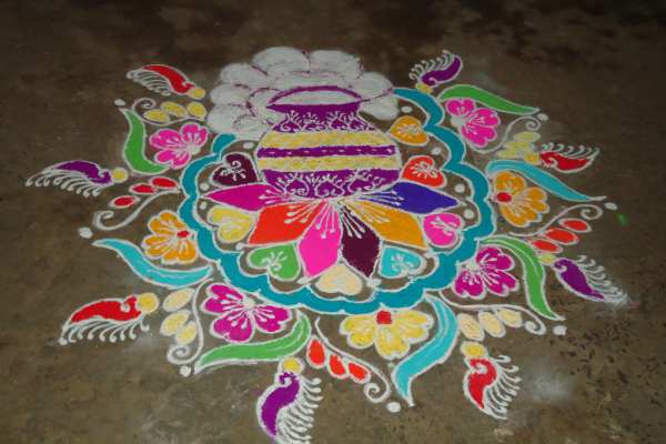 Easy pongal kolam with dots