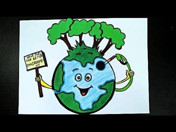 World environment day poster with slogan & Drawing - विश्व पर्यावरण