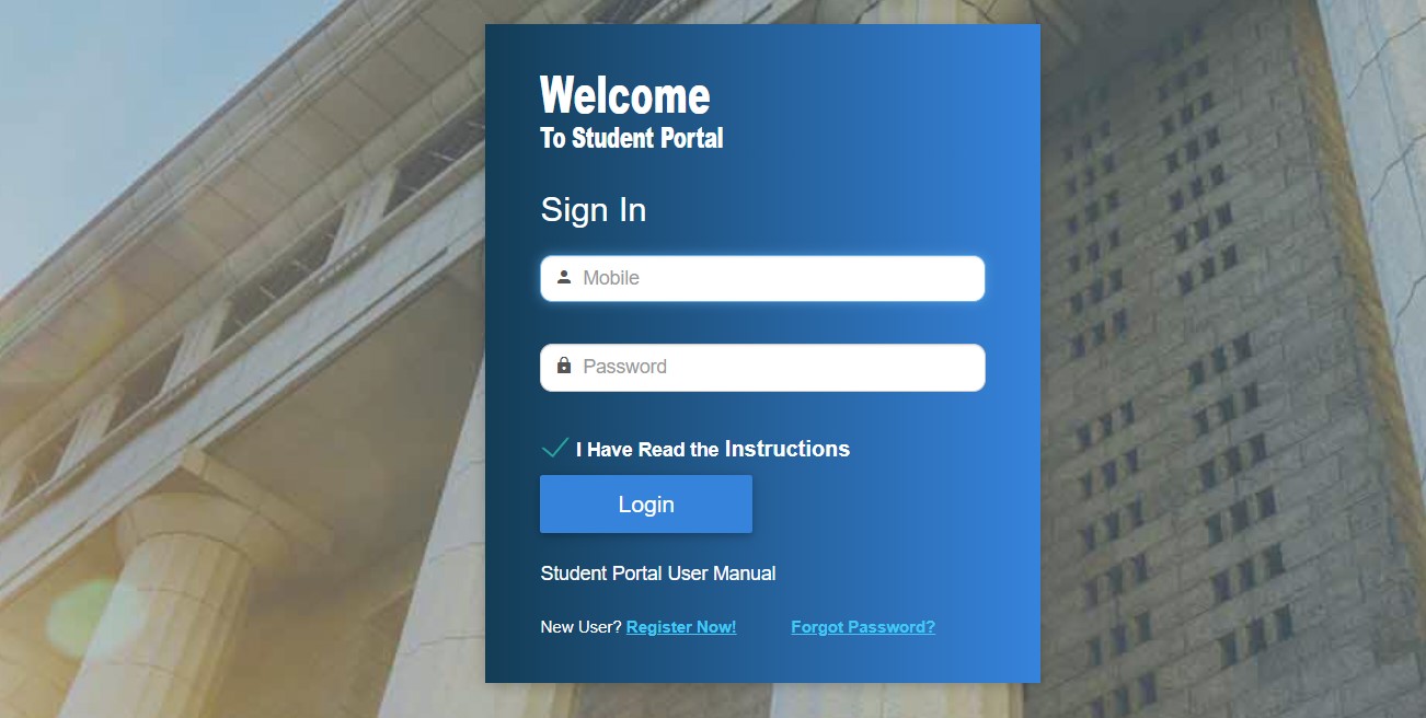 Portal login student
