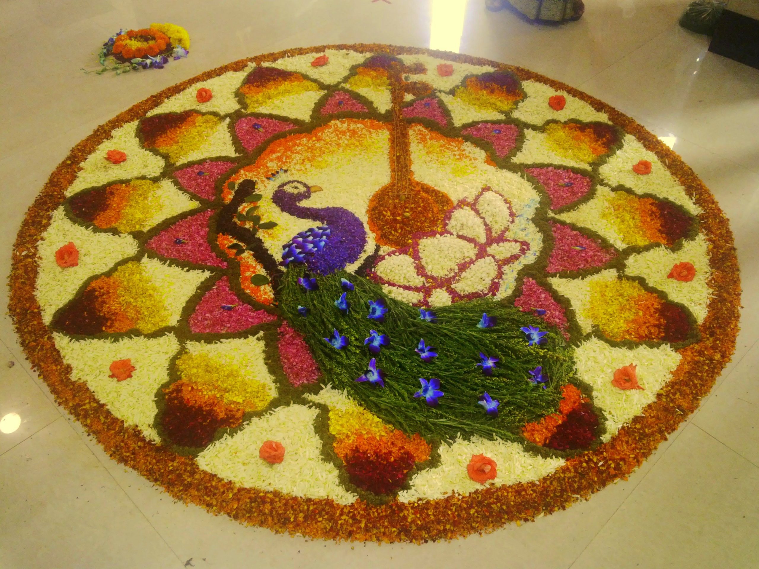 Flower rangoli Saraswati