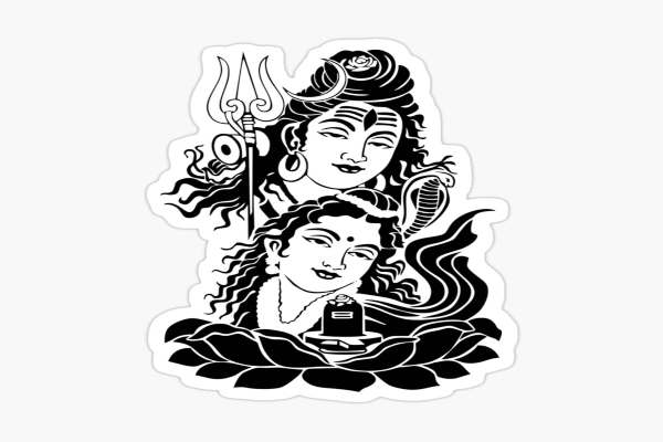 Shiva Parvati images black & white