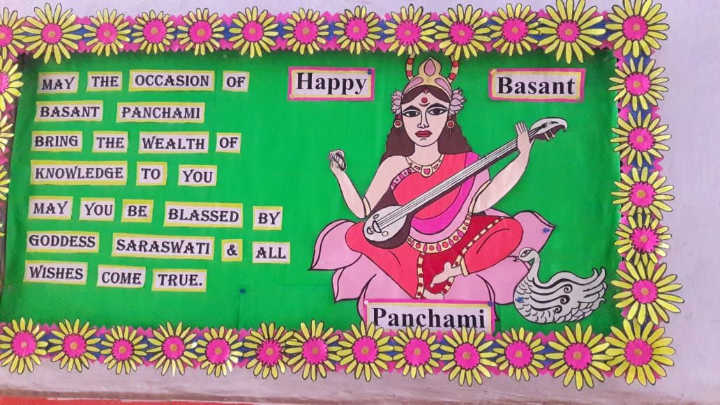 basant panchami school board decoration