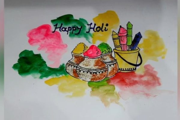 Holi drawing colorful