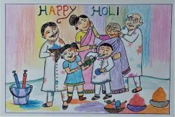 Holi drawing for class 10