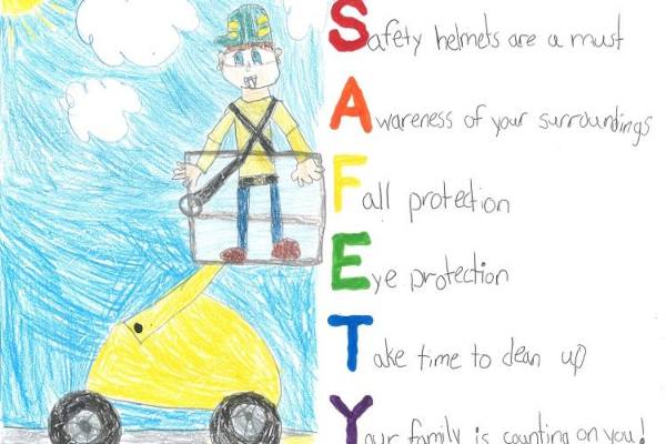 Safety poster drawing in company