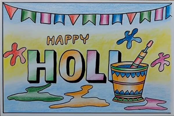 happy Holi drawing easy